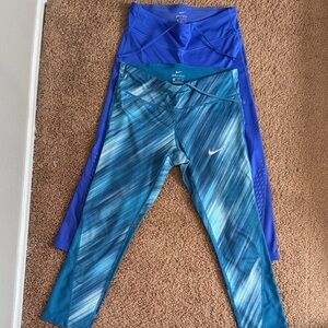 Nike Vibrant Blue and Teal Leggings Duo